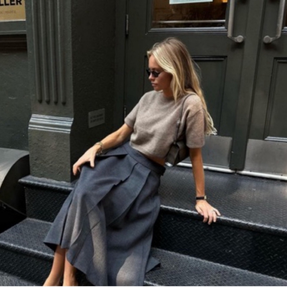 Mango, charcoal/ grey, Plank midi-skirt,  size 10